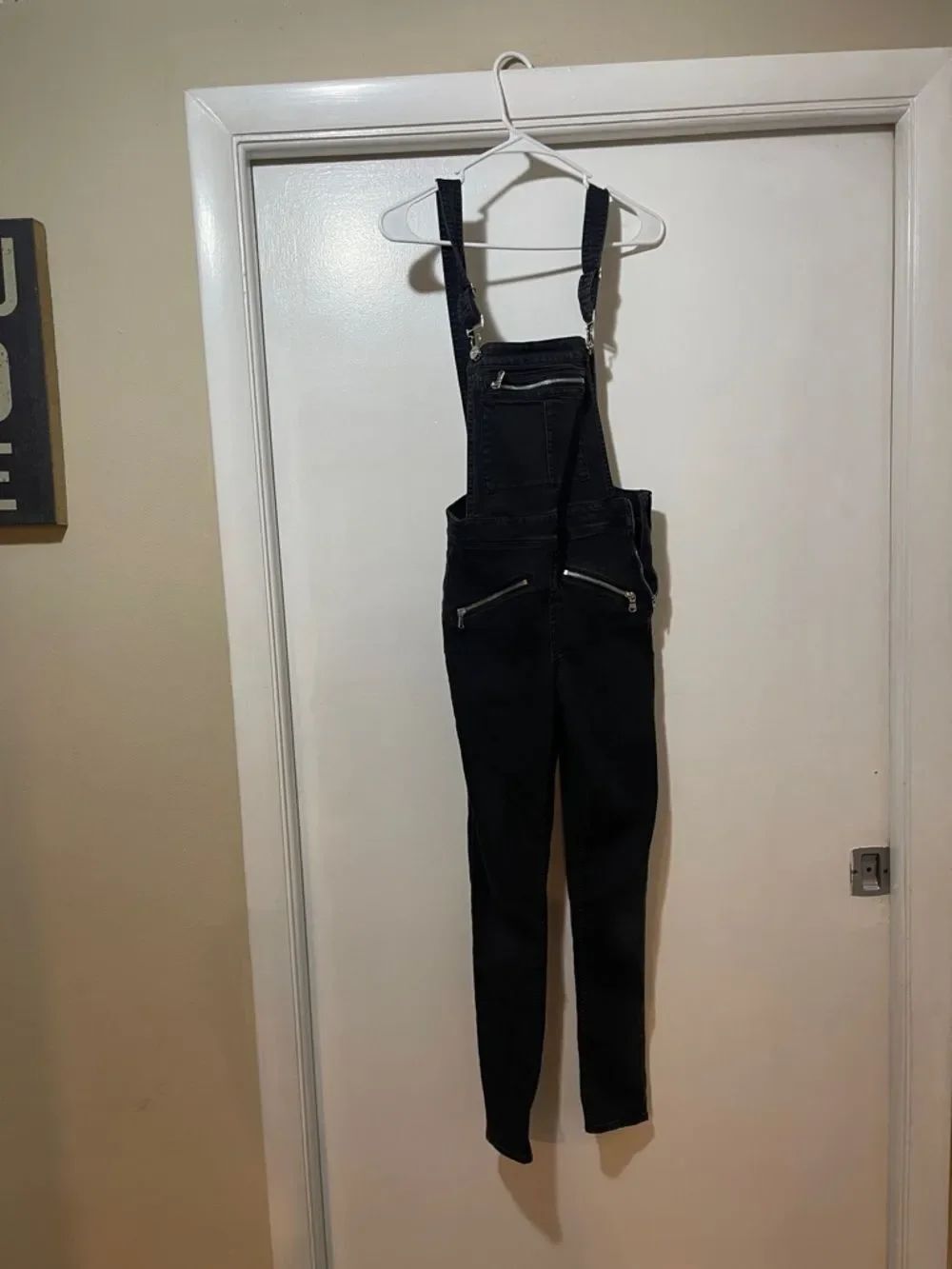 Divided Black Women's Denim Overalls with Zip Pocket Details size 4